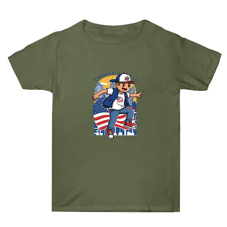

Summer Baggy Cotton Short Sleeve T-shirt Custom Made Print On Your Demand, Size: L (Army Green-2)