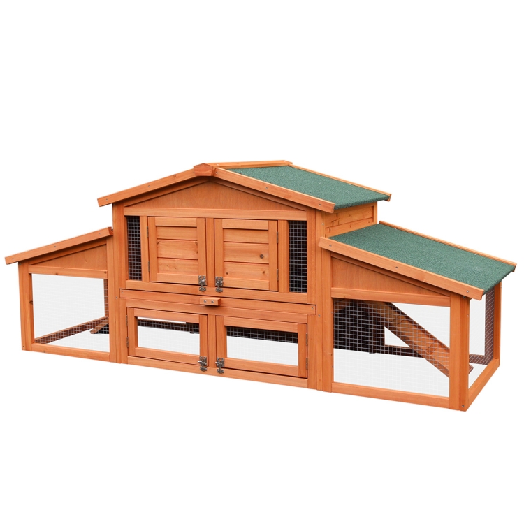 [US Warehouse] 70 inch Wooden Rabbit Hutch Outdoor Pet House Cage for ...