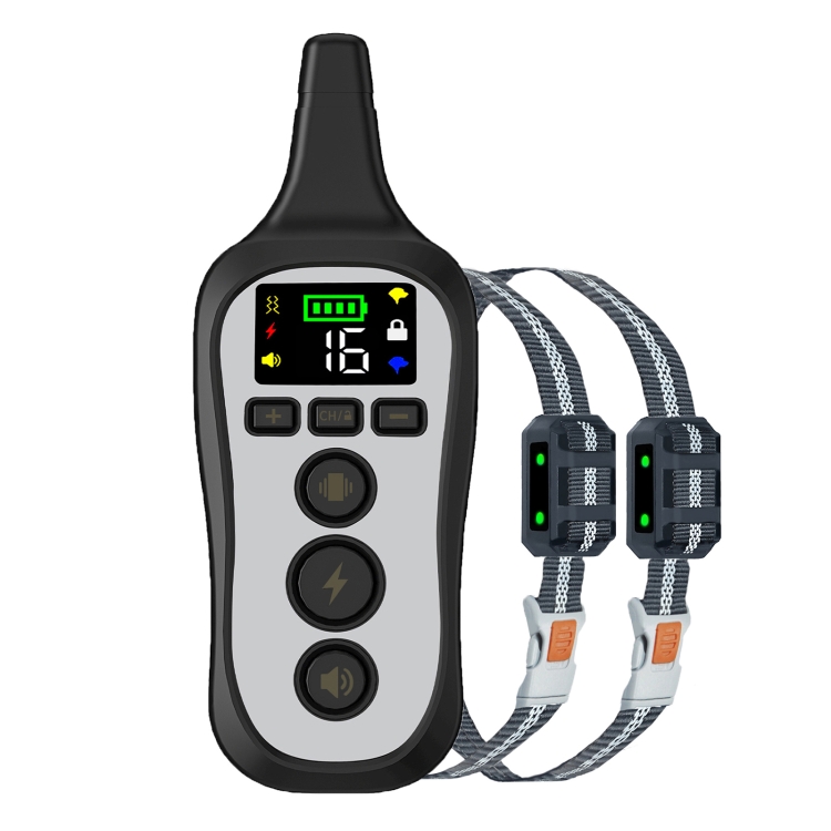 

Tsattine T11 Dog Training Device Anti-Bark Waterproof Pet Training Collar, One to Two (Black White)