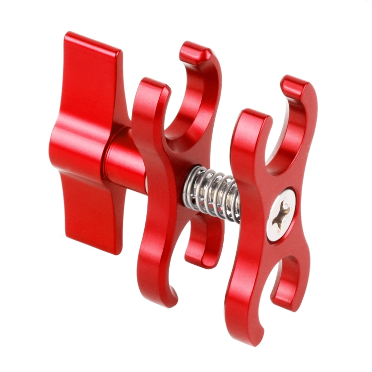 

PULUZ Dual Ball Clamp Open Hole Diving Camera Bracket CNC Aluminum Spring Flashlight Clamp for Diving Underwater Photography System(Red)