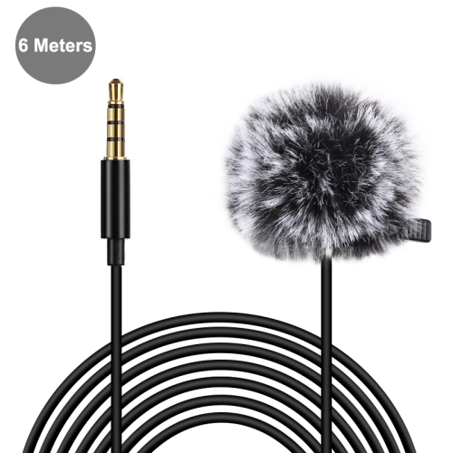 

PULUZ 6m 3.5mm Jack Lavalier Wired Condenser Recording Microphone with Fur Windscreen Cap