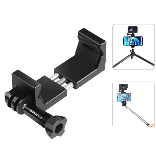 

PULUZ Vlogging Live Broadcast Aluminum Alloy Clamp Bracket with Screw for iPhone, Samsung, GoPro, DJI Osmo Action(Black)