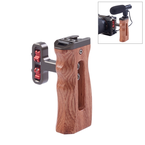 

PULUZ Universal Side Wooden Handle Handgrip with Cold Shoe for DSLR Camera Cage(Bronze)