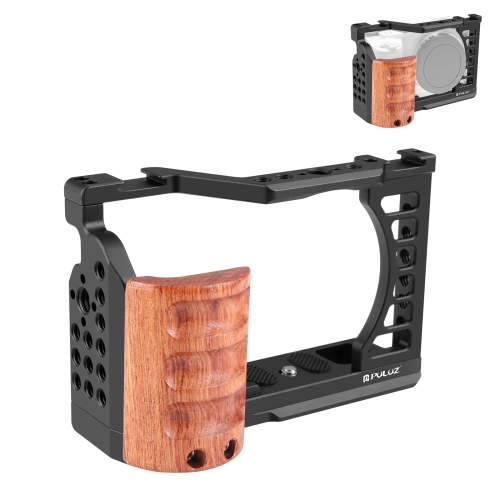 Para Sony ZV-E1 PULUZ Alça de madeira de metal para câmera estabilizadora de gaiola
