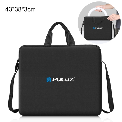 

PULUZ 14 inch Ring LED Lights Portable Zipper Storage Bag Shoulder Handbags, Size: 43cm x 38cm x 3cm (Black)