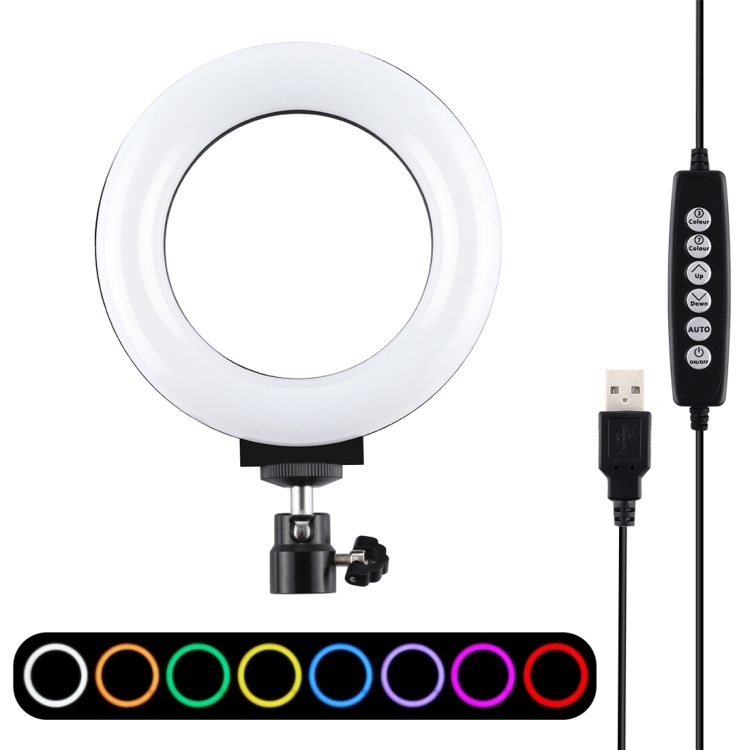 

PULUZ 4.7 inch 12cm Curved Surface USB 10 Modes 8 Colors RGBW Dimmable LED Ring Vlogging Photography Video Lights with Tripod Ball Head(Black)