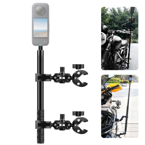 

PULUZ Cycling Quick Release Bracket with 150cm Selfie Stick Set, Double Dual-heads Crabs Clamps Handlebar Fixed Mount (Black)