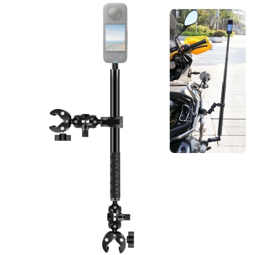 

PULUZ Cycling Quick Release Bracket with 150cm Selfie Stick Set, Dual-heads Crab & Single Heads Clamps Handlebar Fixed Mount (Black)