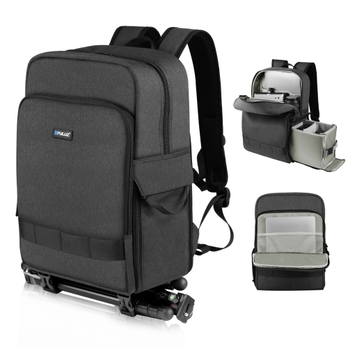 PULUZ Outdoor draagbare camera dubbele schouders rugzak laptoptas (zwart)