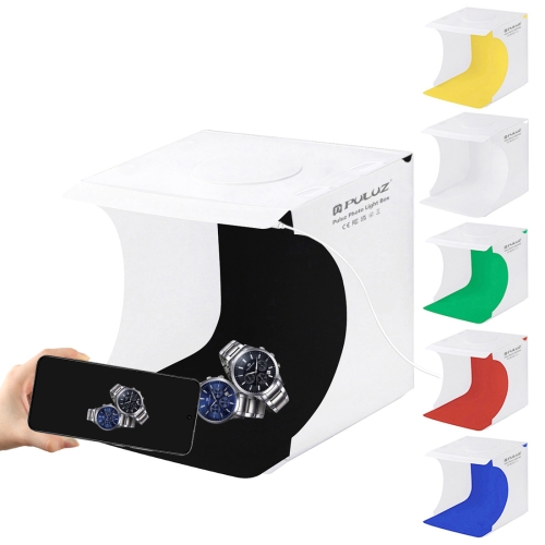 PULUZ 20cm Folding Portable 550LM Light Photo Lighting Studio Shooting Tent Box Kit with 6 Colors Backdrops (Black, White, Yellow, Red, Green, Blue), Unfold Size: 24cm x 23cm x 23cm