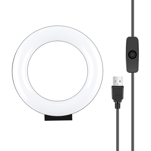 PULUZ 4.7 英寸12cm 弧面白光單色溫LED環形攝影燈自拍美顏補光燈 (顏色：黑色)