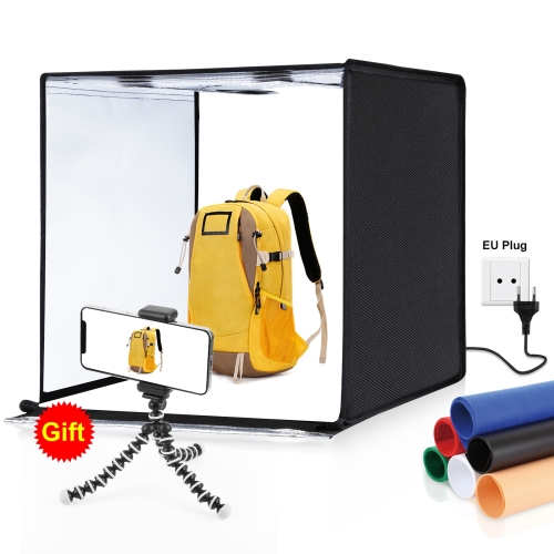 

PULUZ Photo Studio Light Box Portable 60 x 60 x 60 cm Light Tent LED 5500K White Light Dimmable Mini 36W Photography Studio Tent Kit with 6 Removable Backdrops (Black Orange White Green Blue Red)(EU Plug)