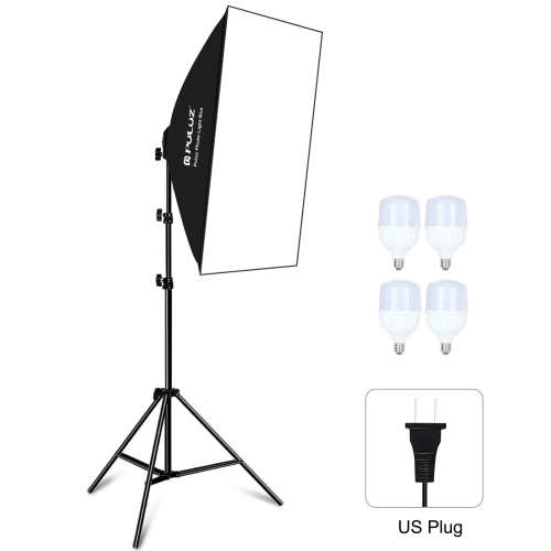 

PULUZ 50x70cm Studio Softbox + 2m Tripod Mount + 4 x E27 24W 5700K White Light LED Light Bulb Photography Lighting Kit(US Plug)