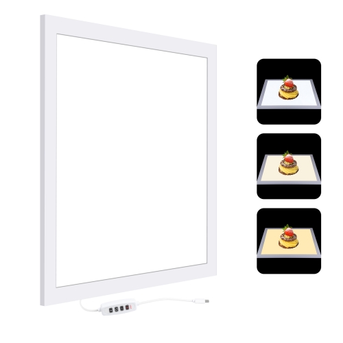  PULUZ 38cm 1000LM LED Photography Shadowless Light Lamp Panel Pad with Switch, Metal Material, No Polar Dimming Light, 33.3cm x 33.3cm Effective Area