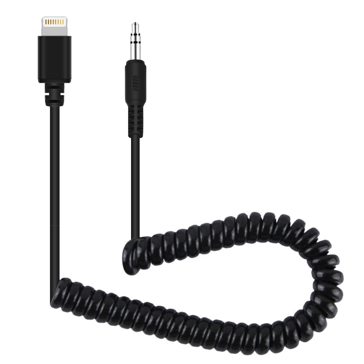 

PULUZ 3.5mm TRRS Male to 8 Pin Male Live Microphone Audio Adapter Spring Coiled Cable for iPhone, Cable Stretching to 100cm(Black)