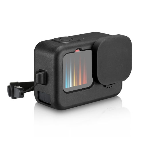 

PULUZ for GoPro HERO12 Black /11 Black /10 Black /9 Black Silicone Protective Case + POM Side Interface Cover with Wrist Strap & Lens Cover(Black)