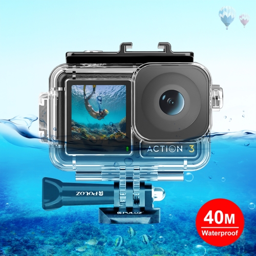 

For DJI Osmo Action 3 / 4 PULUZ 40m Underwater Waterproof Housing Diving Case with Cold Shoe & Buckle Basic Mount & Screw