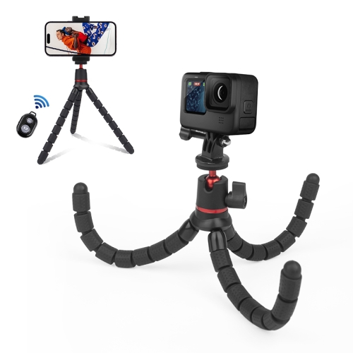 PULUZ Mini Octopus ที่ยึดขาตั้งกล้องแบบยืดหยุ่นพร้อมรีโมทคอนโทรลสำหรับกล้อง SLR, GoPro, โทรศัพท์มือถือ