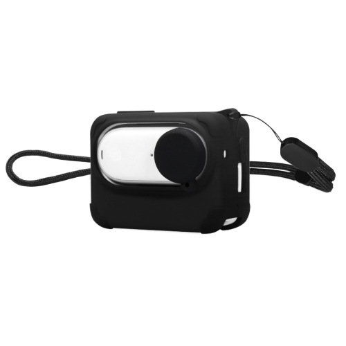 For Insta360 GO 3 PULUZ Camera Charging Case Silicone Case with Lens Cap & Strap (Black) ремешок на запястье pgytech camera wrist strap зелёный p cb 123