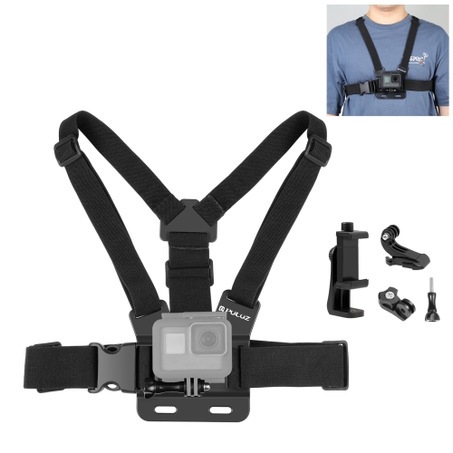 PULUZ  5 in 1 Adjustable Body Mount Belt Chest Strap with Phone Clamp & J Hook Mount & Long Screw Kit
