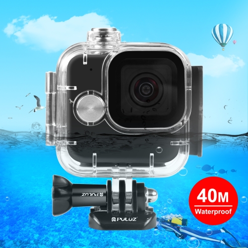 PULUZ 適用於GoPro Hero11 Black Mini  防水殼 40米防水,帶活動基座和短螺絲 (顏色：透明無色)