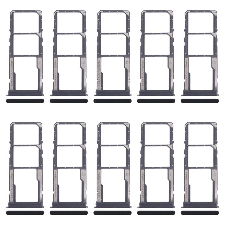 

For Xiaomi Redmi 14C 4G 10pcs Original SIM Card Tray + SIM Card Tray + Micro SD Card Tray (Black)