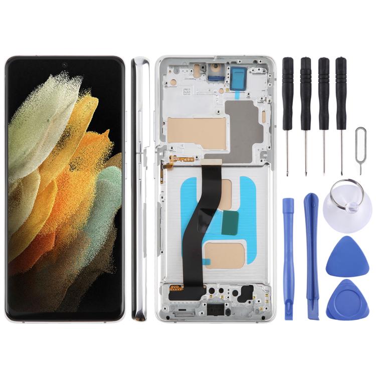 

For Samsung Galaxy S21 Ultra SM-G998B 6.66 inch TFT LCD Screen Digitizer Full Assembly with Frame, Not Supporting Fingerprint Identification (Silver)