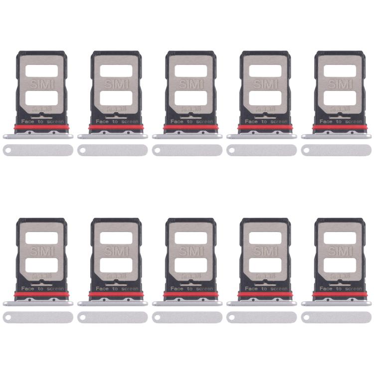 

For Xiaomi Poco F6 Pro 10pcs SIM Card Tray + SIM Card Tray (Silver)