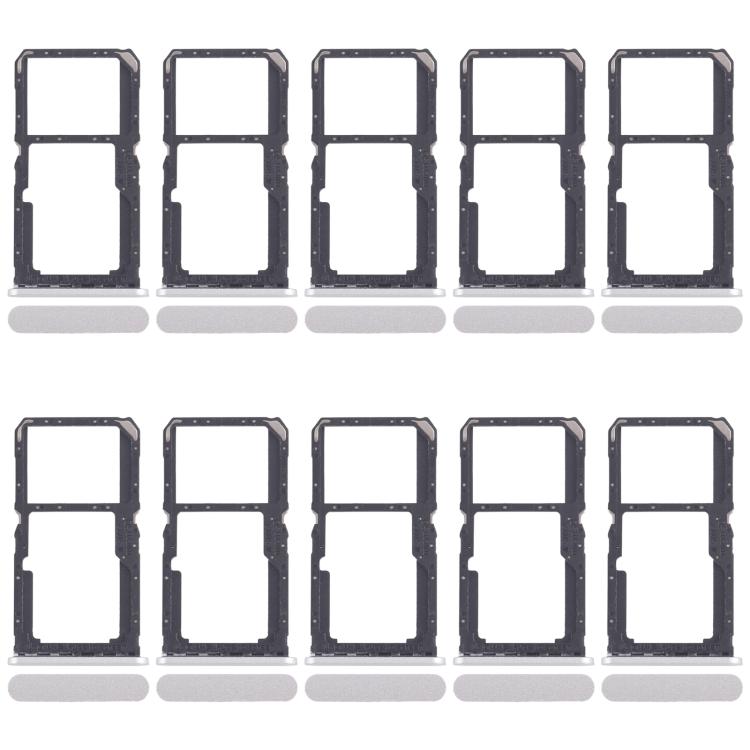 

For Xiaomi Redmi A3x 10pcs SIM Card Tray + SIM Card Tray / Micro SD Card Tray (Silver)