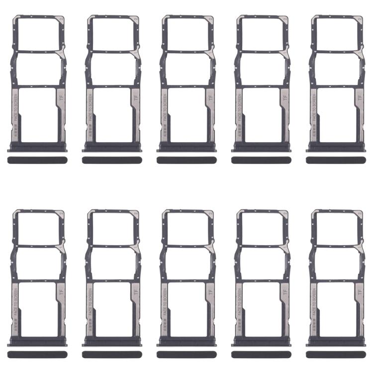 

For Xiaomi Redmi 13C 5G 10pcs SIM Card Tray + SIM Card Tray + Micro SD Card Tray (Black)