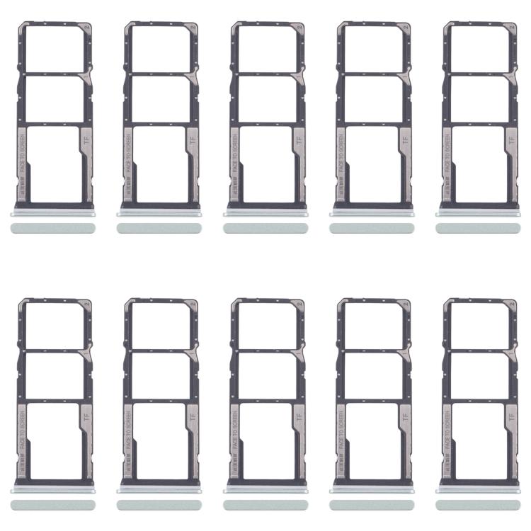 

For Xiaomi Redmi 13C 5G 10pcs SIM Card Tray + SIM Card Tray + Micro SD Card Tray (Green)