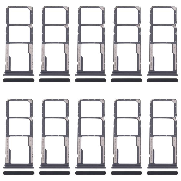 

For Xiaomi Redmi 14C 5G 10pcs SIM Card Tray + SIM Card Tray + Micro SD Card Tray (Black)