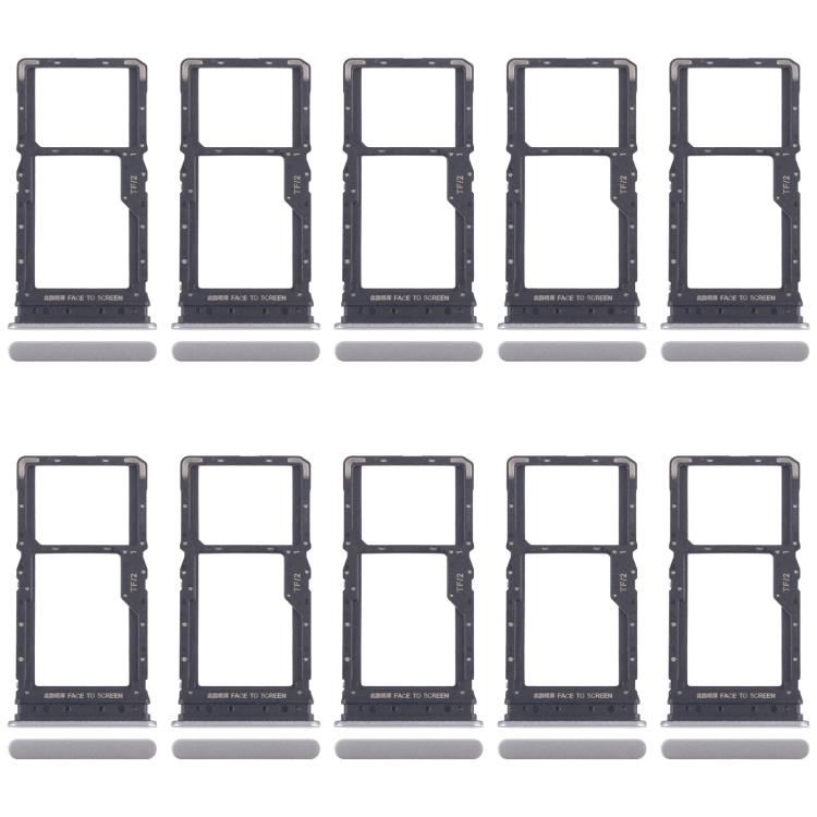 

For Xiaomi Redmi 15 5G 10pcs SIM Card Tray + SIM Card Tray / Micro SD Card Tray (Silver)