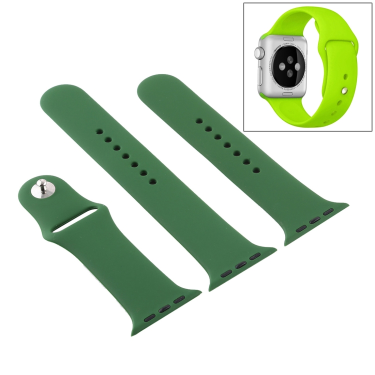 SUNSKY - For Apple Watch Series 7 45mm / 6 \u0026 SE \u0026 5 \u0026 4 44mm / 3 \u0026 2 \u0026 1  42mm High-performance Ordinary \u0026 Longer Rubber Sport Watchband with  Pin-and-tuck Closure (Forest Green)