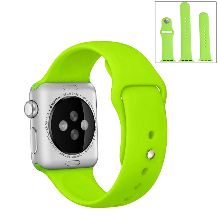 For Apple Watch Series 7 45mm / 6 \u0026 SE \u0026 5 \u0026 4 44mm / 3 \u0026 2 \u0026 1 42mm  High-performance Ordinary \u0026 Longer Rubber Sport Watch Band with  Pin-and-tuck Closure(Green)