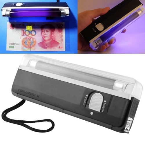 

Handheld Blacklight UV Lamp & LED Flashlight, Verify Hidden Security Features On banknotes and Passport(Black)