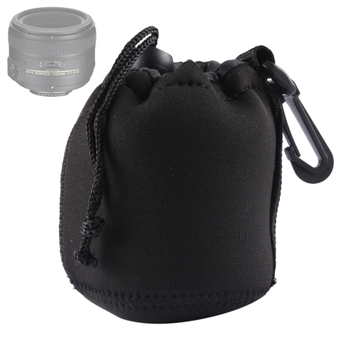 

Neoprene SLR Camera Lens Carrying Bag Pouch Bag with Carabiner, Size: 8x10cm(Black)