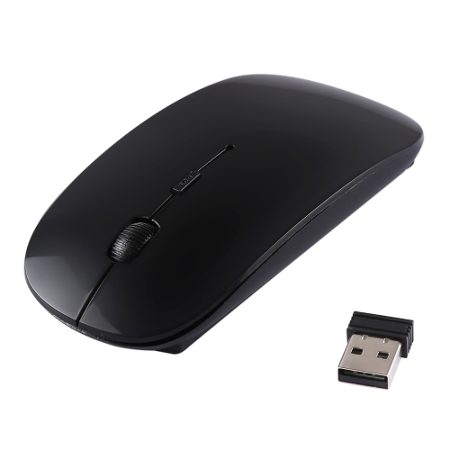 2.4GHz Wireless Ultra-thin Laser Optical Mouse with USB Mini Receiver, Plug and Play(Black)