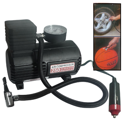 Mini Compressor Auto Mini Auto Air Compressor with Car Charger, 12V / 250 PSI(Black)