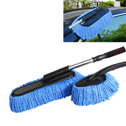 Strumenti per la pulizia dell'auto Lavaggio auto Decerante Shan Cotton  Brush Mop con tubo retrattile in acciaio inossidabile (blu)