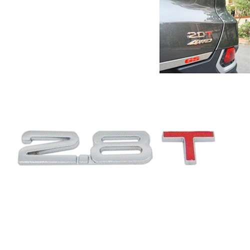 

3D Universal Decal Chromed Metal 2.8T Car Emblem Badge Sticker Car Trailer Gas Displacement Identification, Size: 8.5x2.5 cm