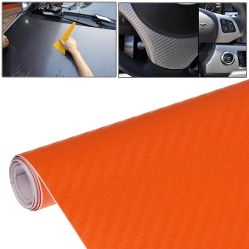 

Car Decorative 3D Carbon Fiber PVC Sticker, Size: 127cm x 50cm(Orange)