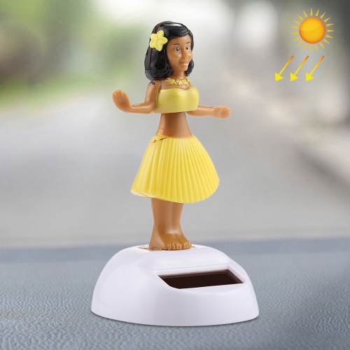 

Solar Powered Bobble Head Dancing Toy Car Decoration Ornament Cute Hula Princess(Yellow)