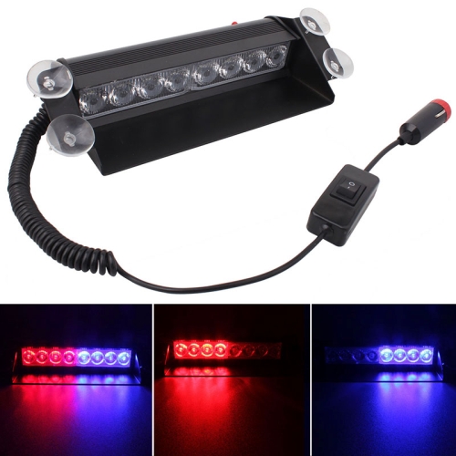 8W 800LM 8-LED lumière rouge + bleue 3 modes Angle réglable voiture  stroboscopique Flash Dash