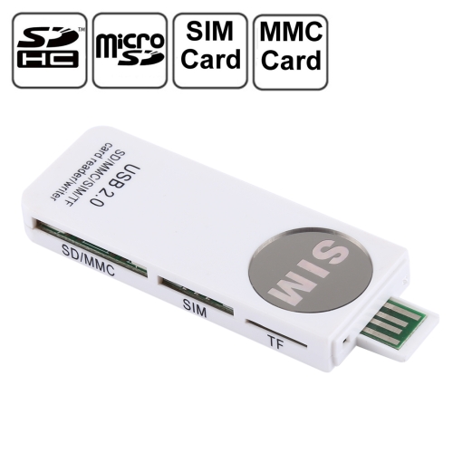 

USB Universal Card Reader, Support SD / MMC /SIM / TF Card(White)