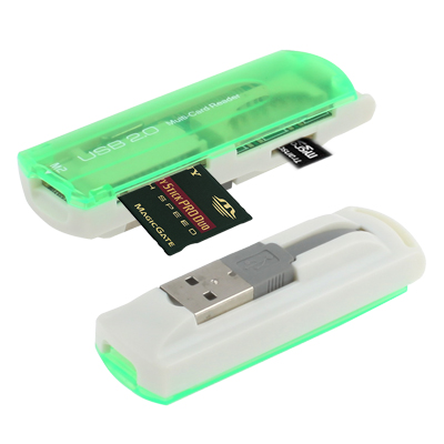 

USB 2.0 Multi Card Reader, Support SD/MMC, MS, TF, M2 Card (Light Green)