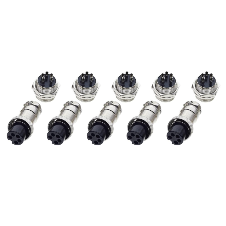

DIY 16mm 5-Pin GX16 Aviation Plug Socket Connector (5 Pcs in One Package, the Price is for 5 Pcs)(Silver)