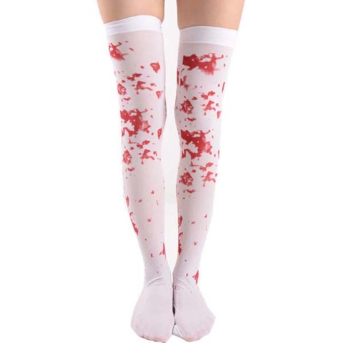 Blood Splattered Over the Knee Sock for Halloween Cosplay, Length: 110cm