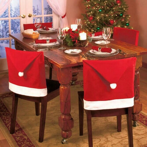 Red Hat Christmas Decoration Chair Cover