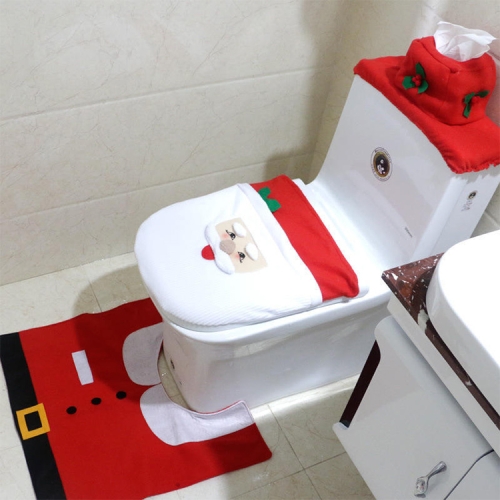 Happy Santa Toilet Seat Cover Rug Bathroom Set